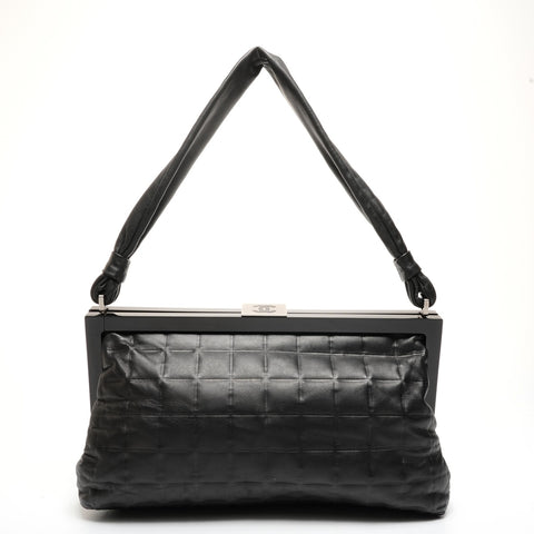 CHANEL Chocobar Leather One Belt No. 7 2002-2003 Shoulder Bag black WS25418