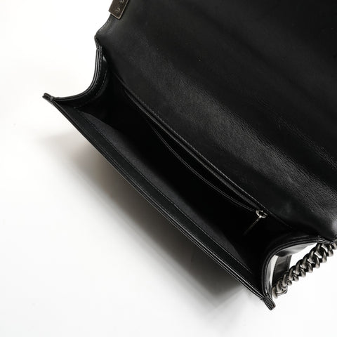 CHANEL Boy SilverMetal 19th series 2014 Shoulder Bag black WS25420