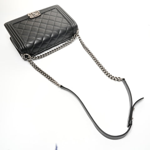 CHANEL Boy SilverMetal 19th series 2014 Shoulder Bag black WS25420