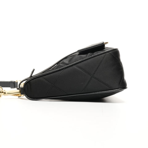 PRADA Nylon Saffiano Leather Hobo Bag with Chain Quilting Shoulder Bag black WS25422