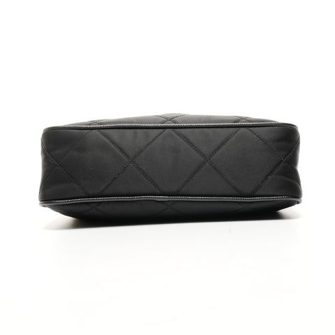 PRADA Nylon Saffiano Leather Hobo Bag with Chain Quilting Shoulder Bag black WS25422