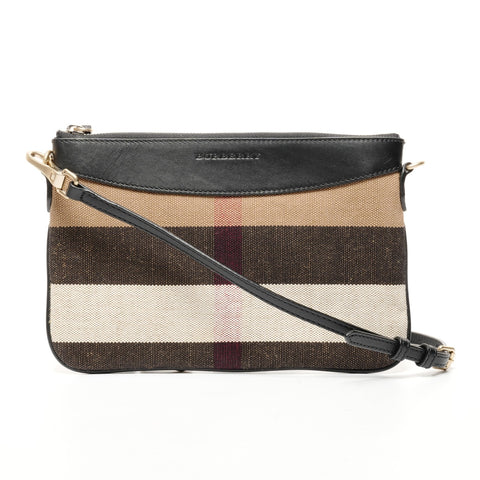 BURBERRY Nova Check Canvas Leather Shoulder Bag Brown WS25428