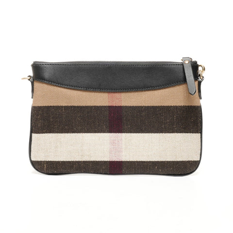 BURBERRY Nova Check Canvas Leather Shoulder Bag Brown WS25428