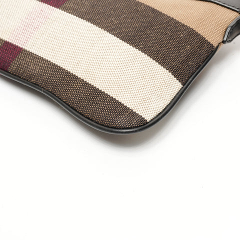 BURBERRY Nova Check Canvas Leather Shoulder Bag Brown WS25428