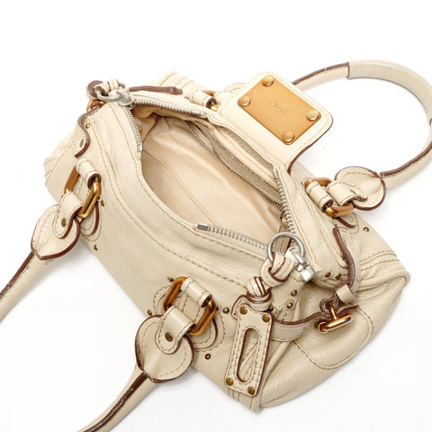 Chloe Paddington Leather Small Handbag beige WS25429