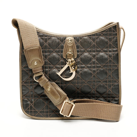 Christian Dior Cannage nylon panarea coated canvas Shoulder Bag black WS25432