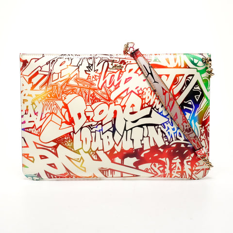 Christian Louboutin Ruby Tag Patent Leather 2-Way Clutch Bag Shoulder Bag multicolor WS25433