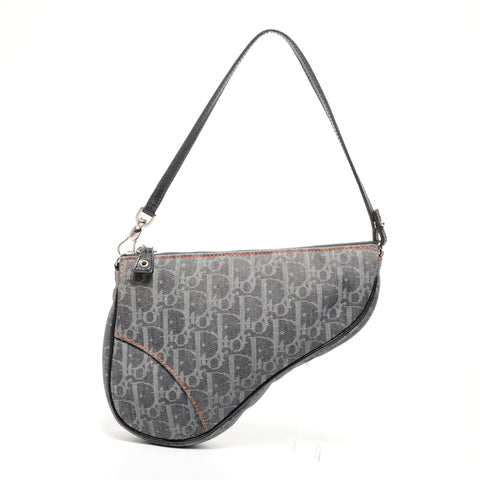 Christian Dior Trotter Denim Satteltasche Umhängetasche Marineblau WS25435