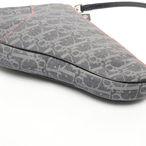 Christian Dior Trotter denim saddlebag Shoulder Bag Navy WS25435