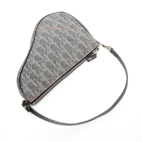 Christian Dior Trotter denim saddlebag Shoulder Bag Navy WS25435
