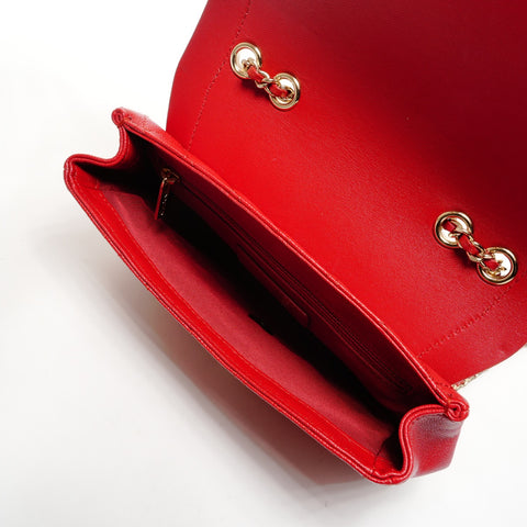 CHANEL 28th series 2019 Caviar and Lambskin Chain Flap Shoulder Bag Red WS25436