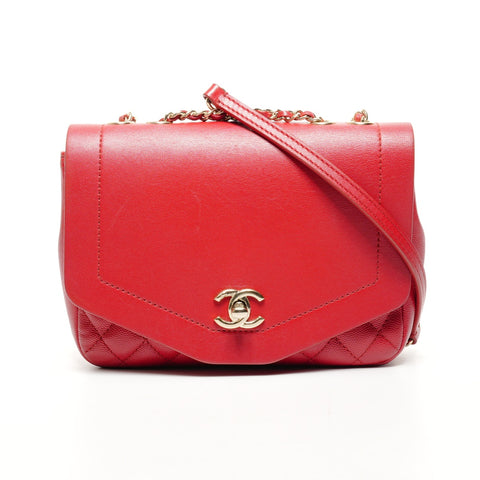 CHANEL 28th series 2019 Caviar and Lambskin Chain Flap Shoulder Bag Red WS25436