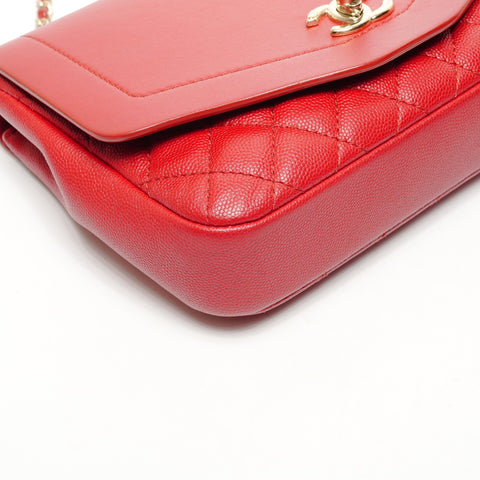 CHANEL 28th series 2019 Caviar and Lambskin Chain Flap Shoulder Bag Red WS25436