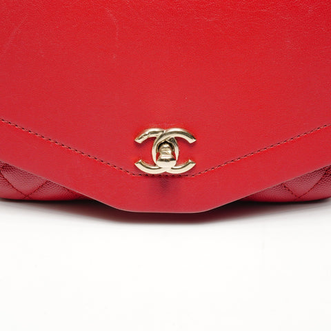 CHANEL 28th series 2019 Caviar and Lambskin Chain Flap Shoulder Bag Red WS25436