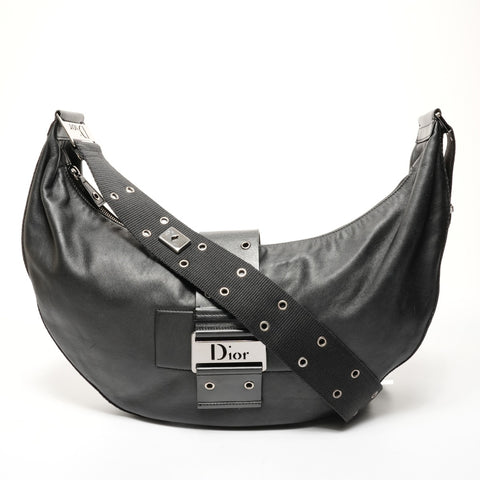 Christian Dior Street Chic Leather Half Moon Shoulder Bag black WS25437