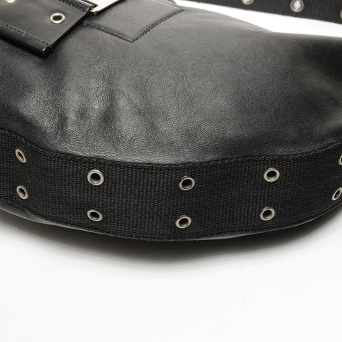 Christian Dior Street Chic Leather Half Moon Shoulder Bag black WS25437