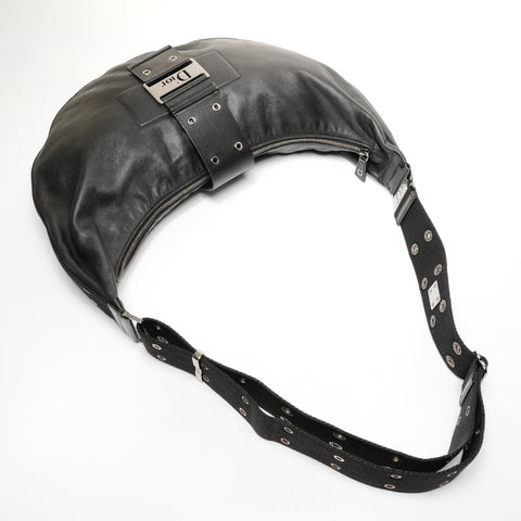 Christian Dior Street Chic Leather Half Moon Shoulder Bag black WS25437