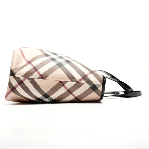 BURBERRY Coated canvas PVC Nova check with pouch Tote Bag beige WS25438