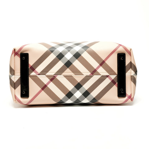 BURBERRY Coated canvas PVC Nova check with pouch Tote Bag beige WS25438