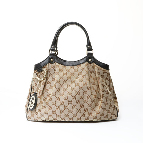 GUCCI GG Canvas 211944 Suki Black Handbag beige WS25439