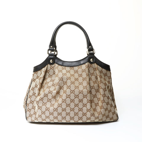 GUCCI GG Canvas 211944 Suki Black Handbag beige WS25439