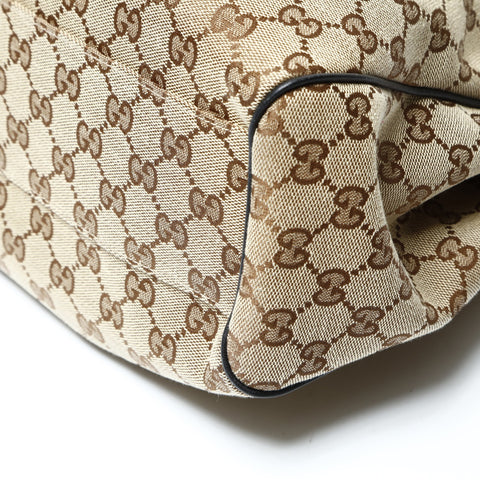 GUCCI GG Canvas 211944 Suki Schwarze Handtasche beige WS25439