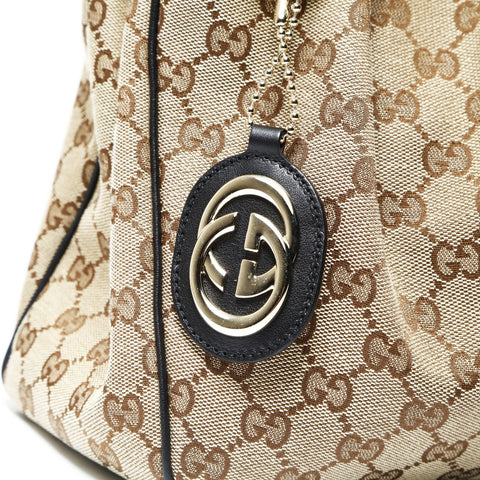 GUCCI GG Canvas 211944 Suki Black Handbag beige WS25439