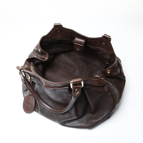 GUCCI GG Shima Leather Suki Handbag Brown WS25440