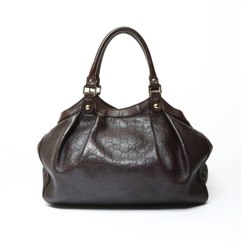 GUCCI GG Shima Leather Suki Handbag Brown WS25440