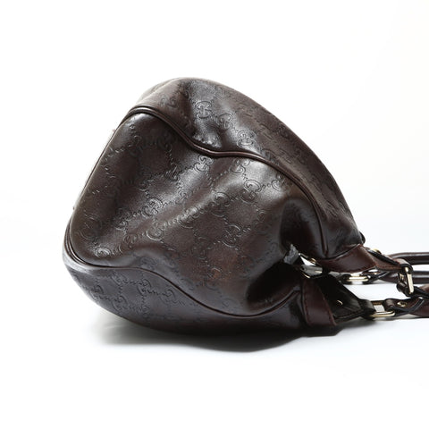 GUCCI GG Shima Leather Suki Handbag Brown WS25440