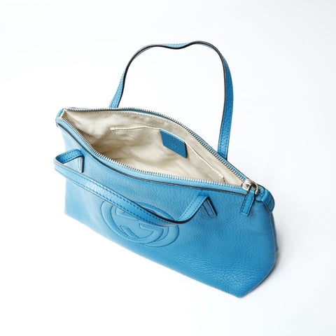 GUCCI Leather Soho Handbag blue WS25442
