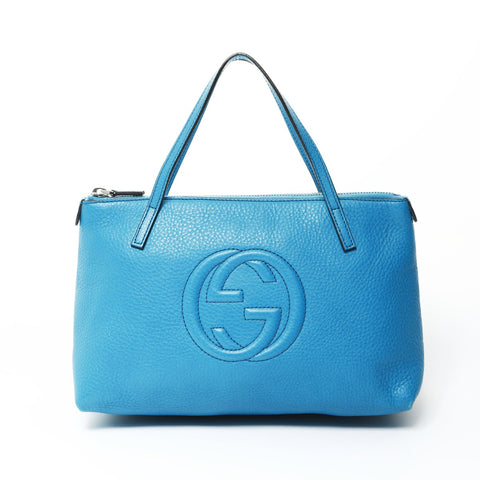 GUCCI Leather Soho Handbag blue WS25442