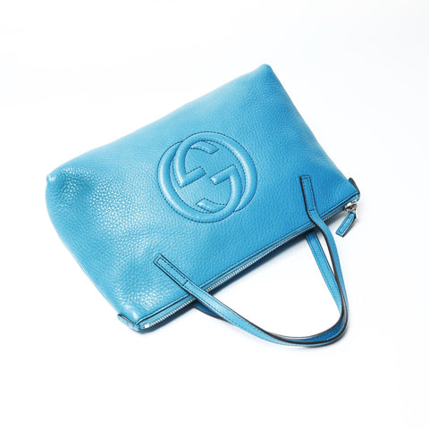 GUCCI Leather Soho Handbag blue WS25442