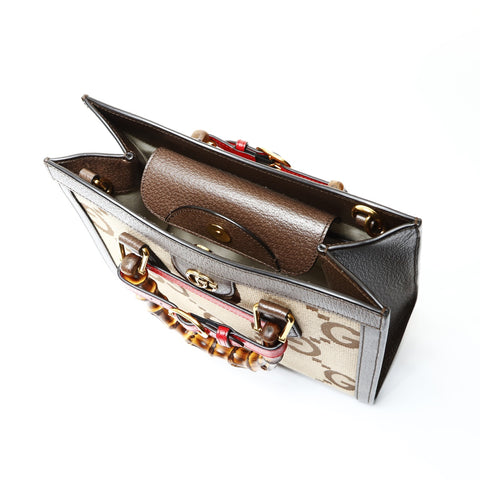 GUCCI GG Canvas Diana Bamboo Small Tote Bag 2-way 660195 Handbag beige WS25443