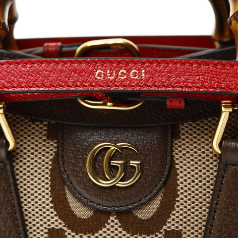 GUCCI GG Canvas Diana Bamboo Small Tote Bag 2-way 660195 Handbag beige WS25443