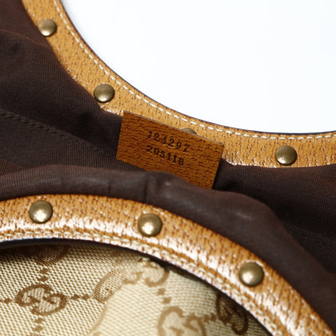 GUCCI GG canvas bamboo one belt Handbag beige WS25445