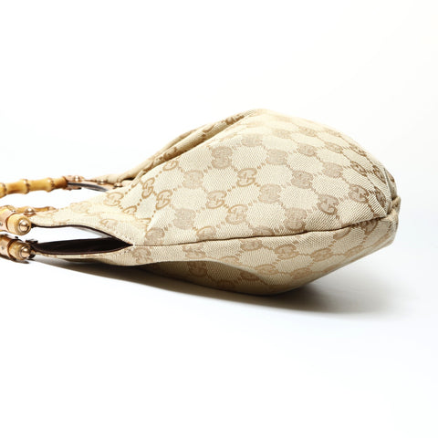 GUCCI GG canvas bamboo one belt Handbag beige WS25445