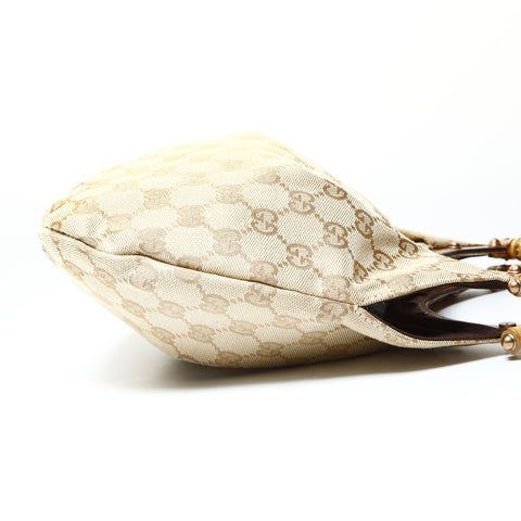 GUCCI GG canvas bamboo one belt Handbag beige WS25445
