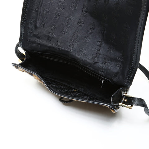 LOEWE Leopard Pattern Harako Shoulder Bag Brown WS25449