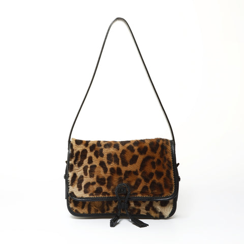 LOEWE Leopard Pattern Harako Shoulder Bag Brown WS25449