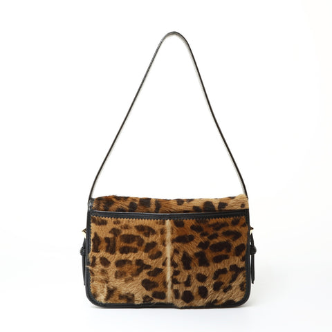LOEWE Leopard Pattern Harako Shoulder Bag Brown WS25449
