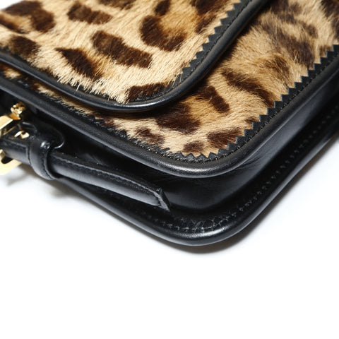 LOEWE Leopard Pattern Harako Shoulder Bag Brown WS25449