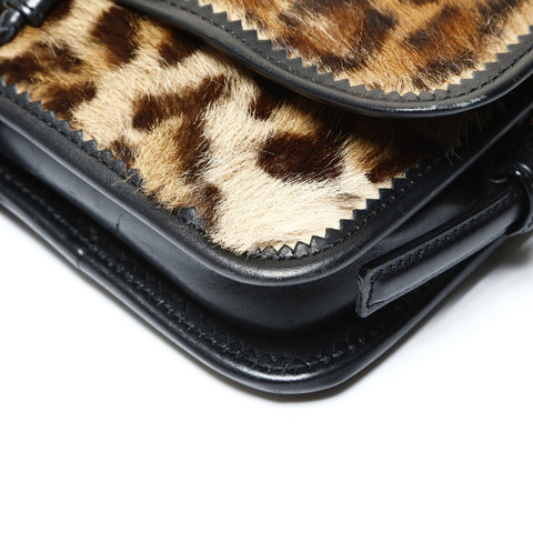 LOEWE Leopard Pattern Harako Shoulder Bag Brown WS25449