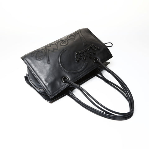 LOEWE Shopper Bag Handbag Logo Leather Anagram Tote Bag black WS25452