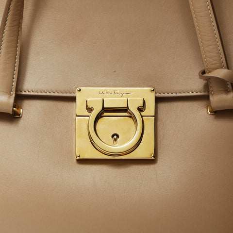 Salvatore Ferragamo Gancini leather Handbag beige WS25456