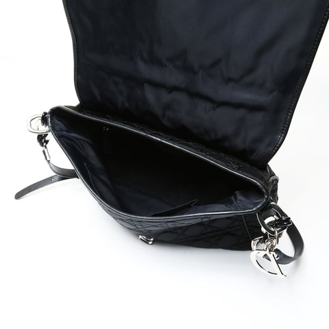 Christian Dior Cannage Nylon Shoulder Bag black WS25457