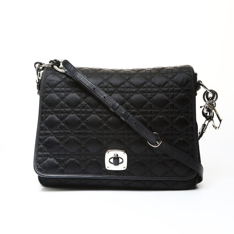 Christian Dior Cannage Nylon Shoulder Bag black WS25457