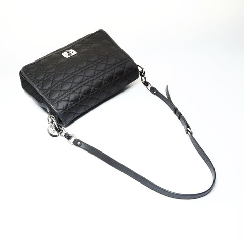 Christian Dior Cannage Nylon Shoulder Bag black WS25457