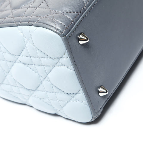 Christian Dior Lambskin Medium Lady Dior Silver Metal 2way Handbag multicolor WS25460