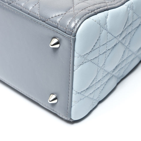 Christian Dior Lambskin Medium Lady Dior Silver Metal 2way Handbag multicolor WS25460